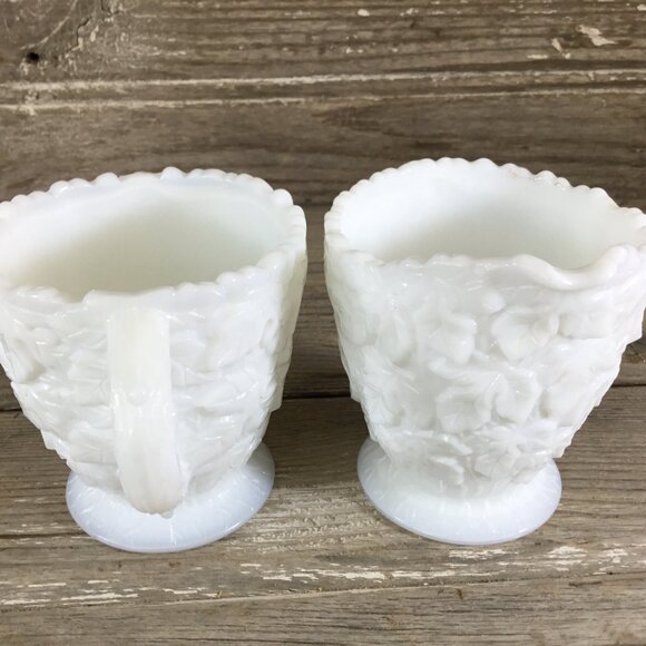 Westmoreland Bramble Maple Leaf Milk Glass Sugar and Creamer - Picture 6 of 10